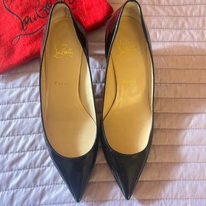 Christian Louboutin Black Patent Pointed Toe Flats